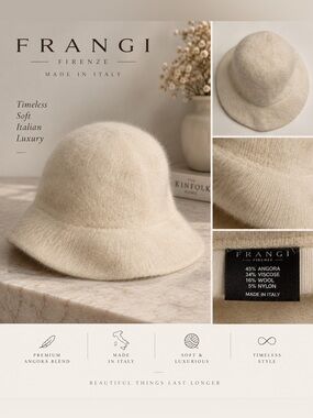 Women's Cream Angora-Blend Bucket Hat
